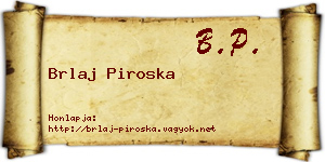 Brlaj Piroska névjegykártya